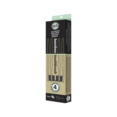 Essenzza Fuss Free Naturals Bamboo Toothbrush with Activated Charcoal Bristles Soft x 4 Pack